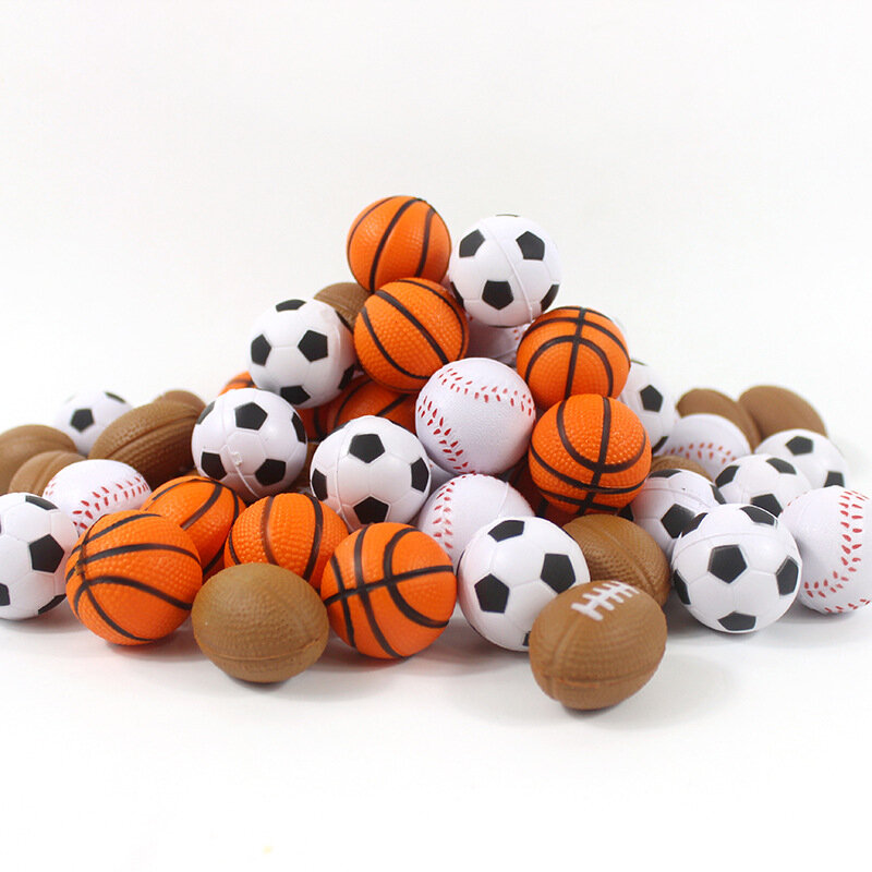 ลูกบอลบีบคลายเครียด4ซม. 5ชิ้นของเล่น Relief เล่นฟุตบอลบาสเก็ตบอลเทนนิสนุ่มนิ่มสำหรับเด็กกลางแจ้งของเล่นปิดปาก