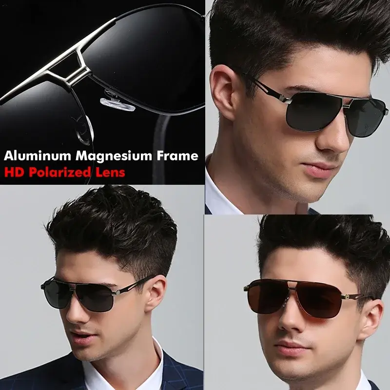 Top Aluminium Magnesium Vierkant Gepolariseerde Fotochrome Zonnebril Mannen Zonnebril Militaire Veiligheid Rijden Oculos De Sol Masculino