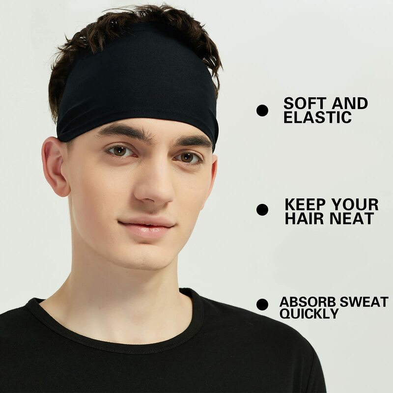 5 Pack Sports Headbands Moisture Wicking Workout Sweatband for Running,Cycling,Football,Yoga for Men