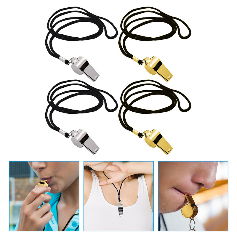 4 Pcs Referee Whistle Metal Pendant Outdoor Decor Portable Whistles Hanging Stainless Steel Fitness Outdoor Decor