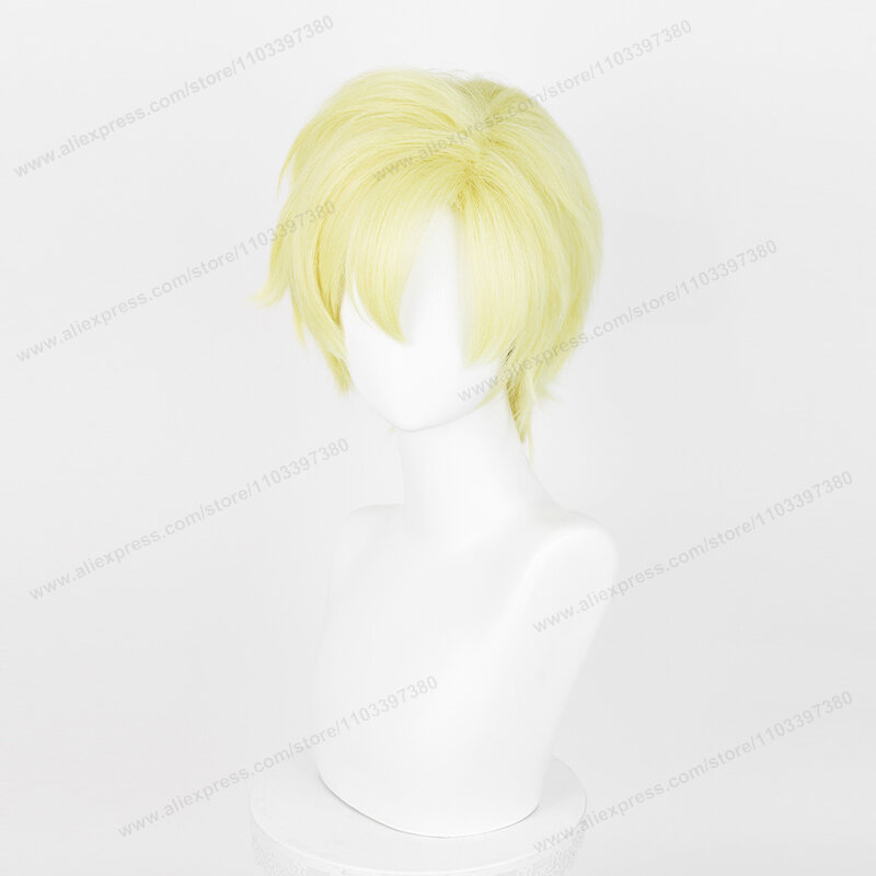 Peluca de Cosplay de Anime Tamaki Suoh, cabello de hombre corto amarillo brillante, pelucas sintéticas resistentes al calor, 30cm