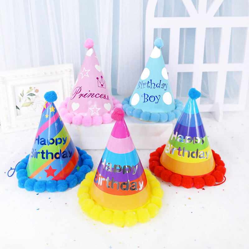 Sombrero de cumpleaños con forma de cono de papel para niños y niñas, gorros de fiesta de feliz cumpleaños, decoración para fiesta de bienvenida de bebé y perro, 3/5 piezas, DIY
