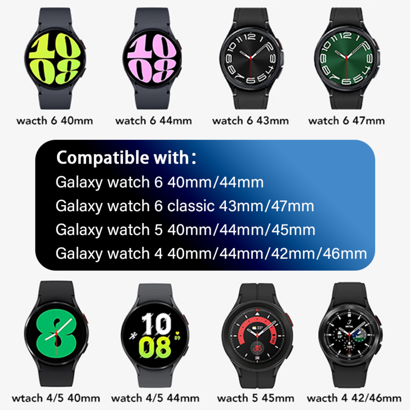 Correa de nailon para Samsung Galaxy Watch 4, 5, 6, pro, classic, 45mm, 44mm, 40mm, 43mm, 47mm, sin huecos