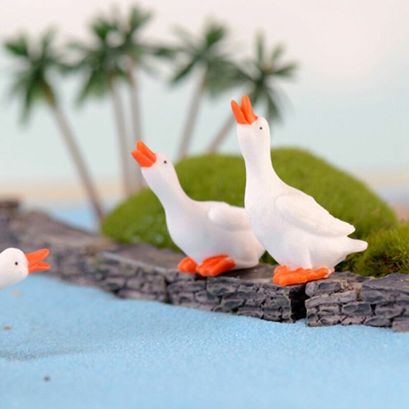 Cute Resin Accessories Parent-child Gift Fairy Garden Swan Goose Figurine Bonsai Ornament Desk Pot Craft Miniatures