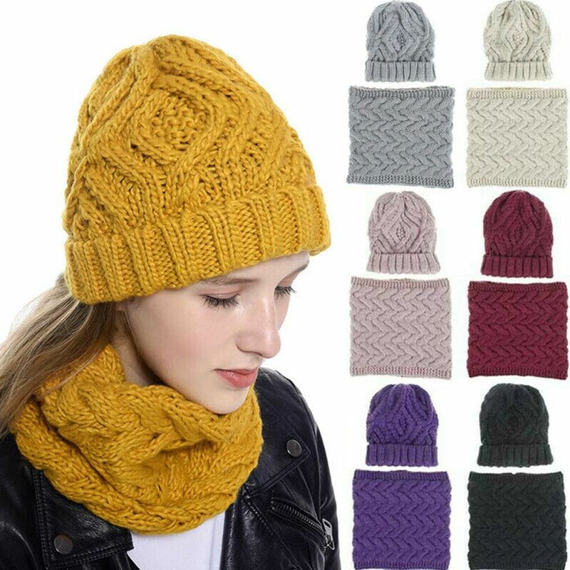 Moda addensata antivento autunno e inverno cappello sciarpa Set cappello caldo cappello lavorato a maglia