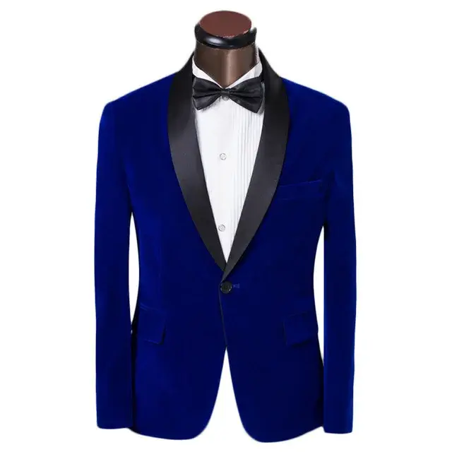 Traje Formal de terciopelo azul para hombre, esmoquin elegante para novio, Blazer ajustado de alta calidad, traje personalizado de 2 piezas para boda y graduación, 2024