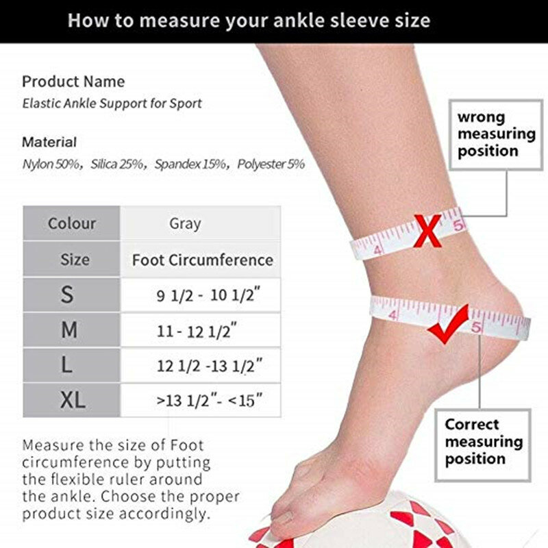 Elastic Silicone Ankle Support, Fitness Compression, Ankle Protector, Basketball, Football, Tennis, Silica Gel Pad