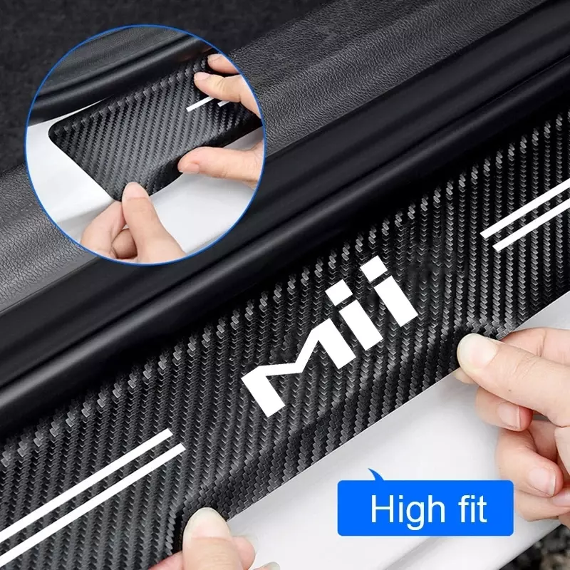 Carbon Fiber Car Door Pedal Strips, Adesivos para Seat Mii Logo, Auto Front Door, Threshold, Sill protetora, Tronco traseiro, Bumper Guard