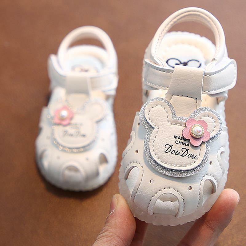 Sandalias de princesa con punta cerrada para niñas, zapatos de verano para niños pequeños, andadores de princesa, 2022