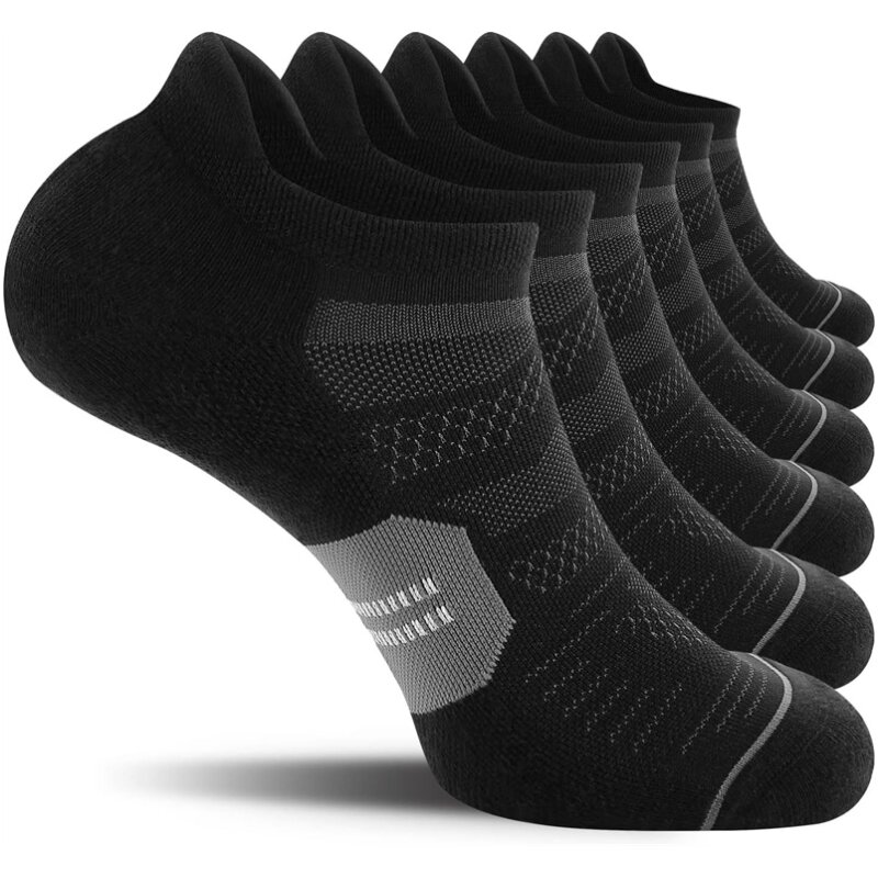 6 Pairs Men's Running Ankle Socks Athletic Fitness Casual Running Socks Breathable Low Cut Athletic Tab Socks Size 38-44