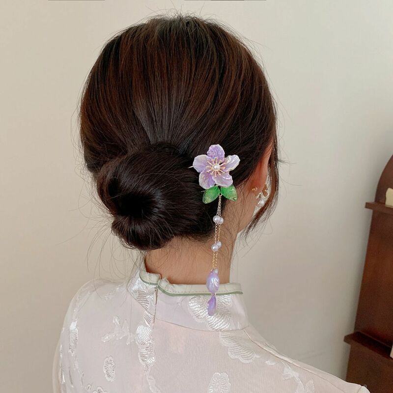 Elegante borboleta pérola borla cabelo garfo para mulheres, coreano hanfu hairpins, chinês cabelo garfo, metal clip varas para meninas