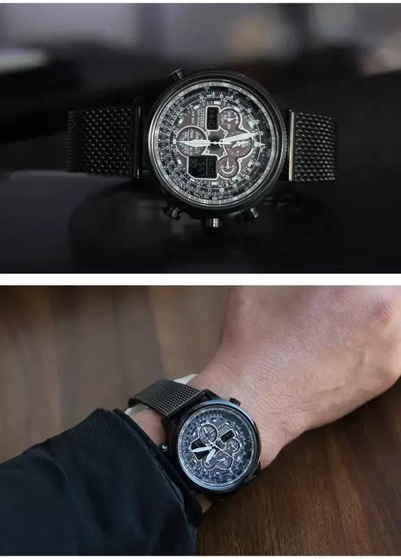 CITIZEN 남성용 럭셔리 트렌드 쿼츠 달력 시계, 방수 다기능 멋진 라운드 시계, 스테인레스 자동 시계