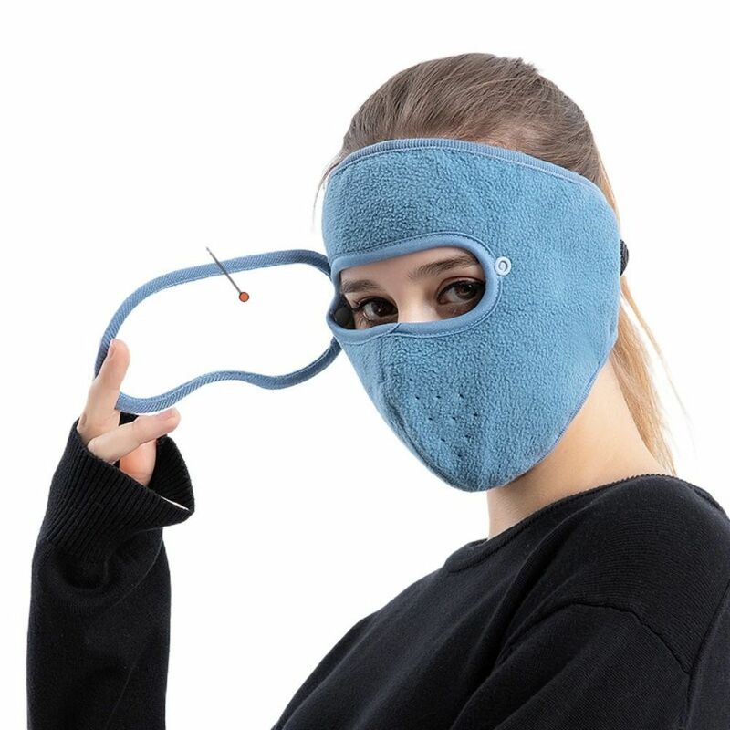 Mascarilla facial de lana transpirable para hombre y mujer, máscara con orejeras, protección de lente antiniebla, para ciclismo y esquí, Invierno