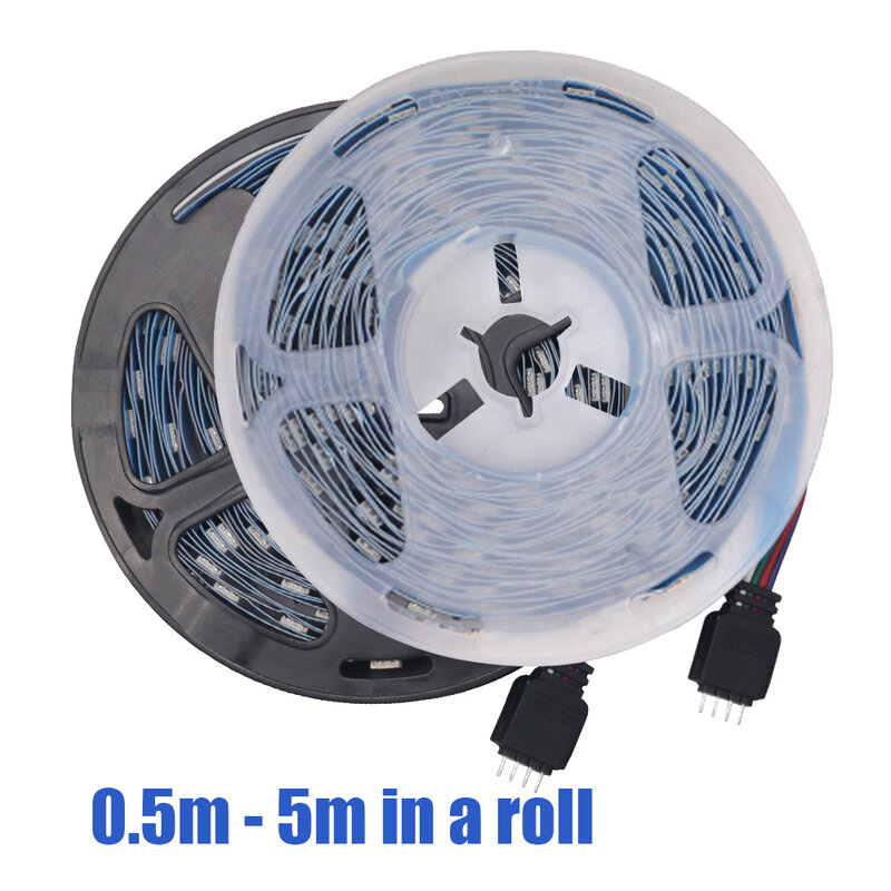 5V 5050 Rgb Led Strip Licht Flexibele Tape Lamp Waterdicht 50Cm 1M 2M 3M 4M 5M Met 4pin Plug Wit/Zwart Pcb Woondecoratie