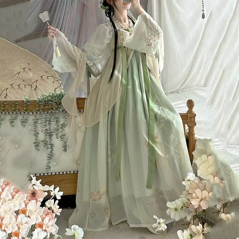 Spódnica z dynastii Tang Ulepszone sukienki wróżki z kwiatowym nadrukiem dla kobiet Elegancka chińska tradycyjna sukienka na imprezę Hanfu