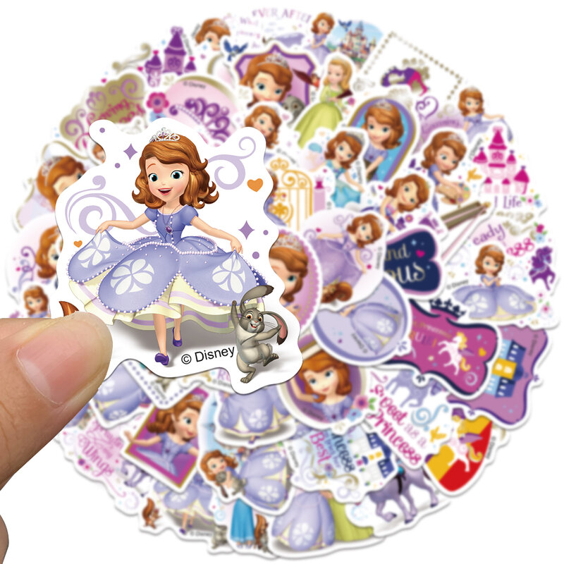 Autocollants de dessin animé Disney pour filles, stickers en vinyle, stickers waterproof, mignon, Stitch, Mickey, princesse, pour ordinateur portable, bagages, skateboard, 50/100 pièces