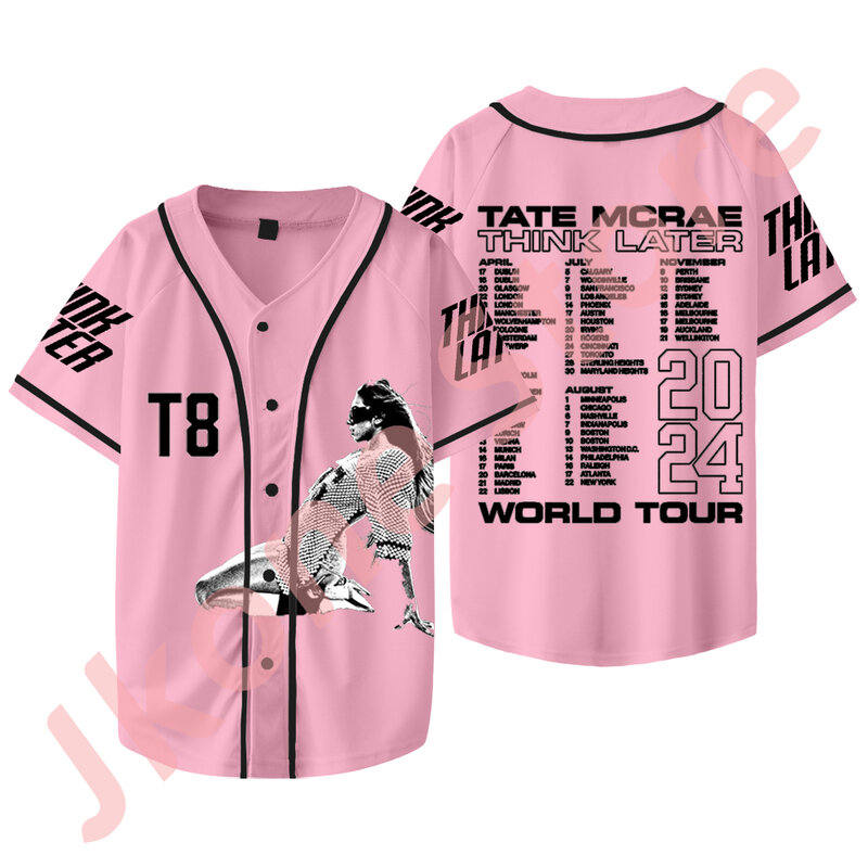 Camiseta de manga corta para hombre y mujer, ropa informal a la moda, con estampado de la serie Tate mcae Think Later World Tour Merch, para verano