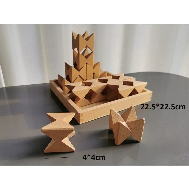モンテッソーリ-子供向けの木製ビルディングブロック,教育玩具