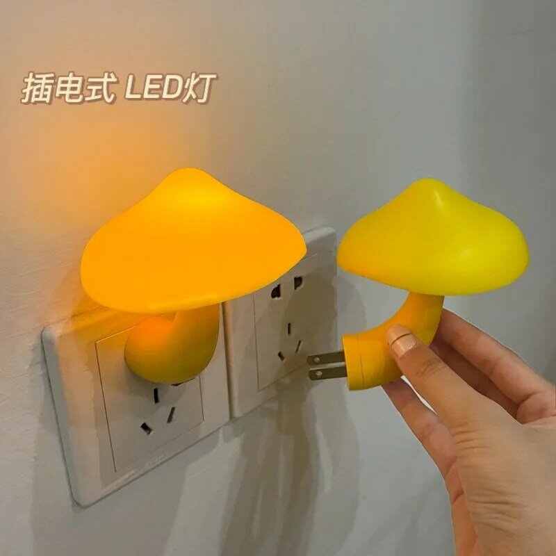 Mushroom Shape LED Night Lights com Sensor Automático, Decoração do quarto, Lâmpadas de parede para o quarto de criança Lâmpada de cabeceira Plug EU Plug