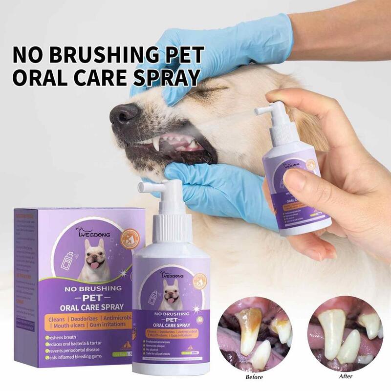 50ml Haustier Mund reinigung Spray Hunde Mund frische Zähne sauberes Deodorant verhindern Zahnstein entfernen Kätzchen Mundgeruch Mund Haustier zubehör