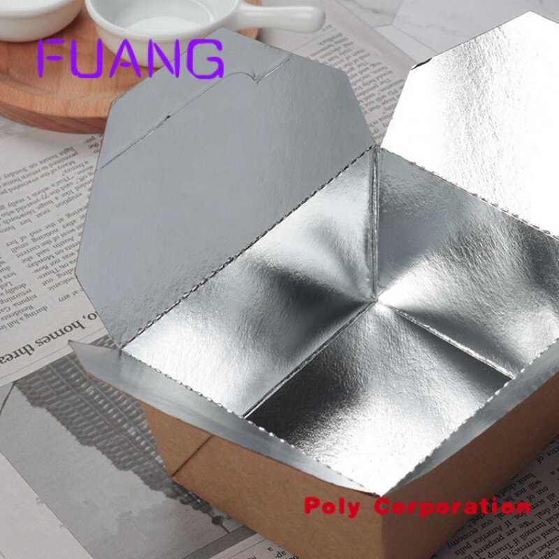 Одноразовая Изолированная коробка для салата из крафт-бумаги с алюминиевой фольгой