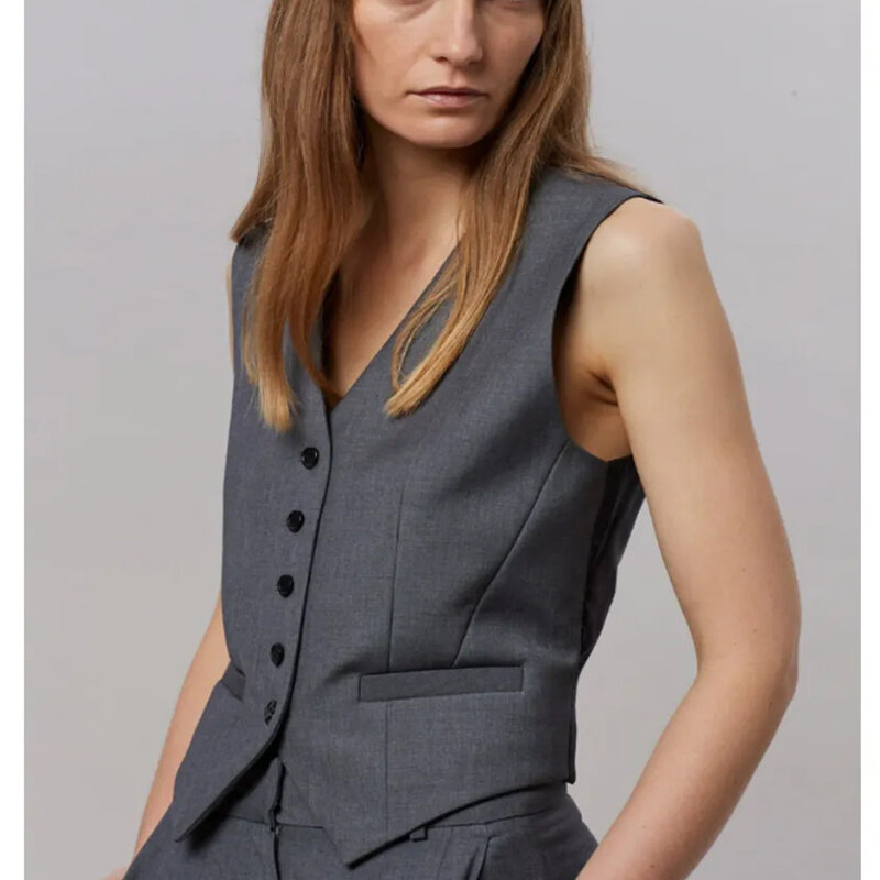 Women Vest Jacket Suit Elegant Commuter Tops V-Neck Sleeveless Plus Size Regular Fit V Neck Waistcoat жилетка женская