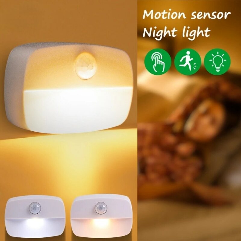 Luz nocturna con Sensor de movimiento, lámpara alimentada por pilas AAA, almacenamiento de armario, luces de cocina, pared, escalera, armario, pasillo, dormitorio