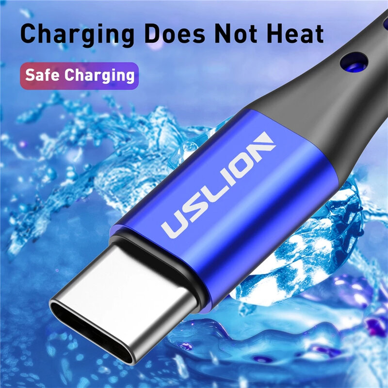 USLION 5A USB Type C Data Cable For Samsung S10 S20 Xiaomi Mi 11 Type C Cable USB C Charger Fast Charging Mobile Phone Chargers