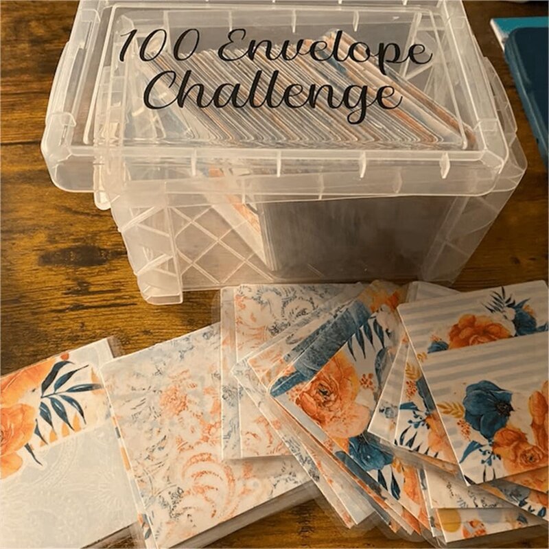 100 wyzwanie kopertowe zestaw pudełek łatwy i przyjemny sposób na zaoszczędzenie 10,000, 100 kopert, które oszczędzają pieniądze, wyzwanie wielokrotnego użytku, łatwe w użyciu