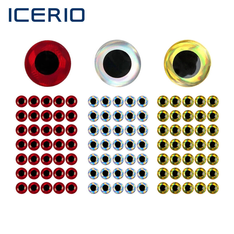 ICERIO-3D Epoxy Fish Eyes para pesca, iscas de pesca, Jig Iscas, Crankbaits Making Material, Mosca Holográfica, DIY, 100PCs, 2mm-18mm