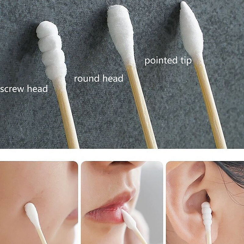 100/500 szt. Waciki z płatki kosmetyczne kosmetycznej dla kobiet waciki patyczki drewniane uszy do czyszczenia uszu nosa kosmetyki do pielęgnacji zdrowia