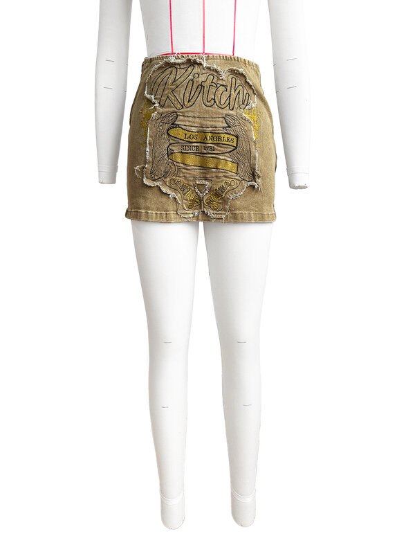 Джинсовая мини-юбка-карго Y2K, пикантное уличное платье, женская модная летняя одежда, короткие милые юбки-карандаш с высокой талией, 2024