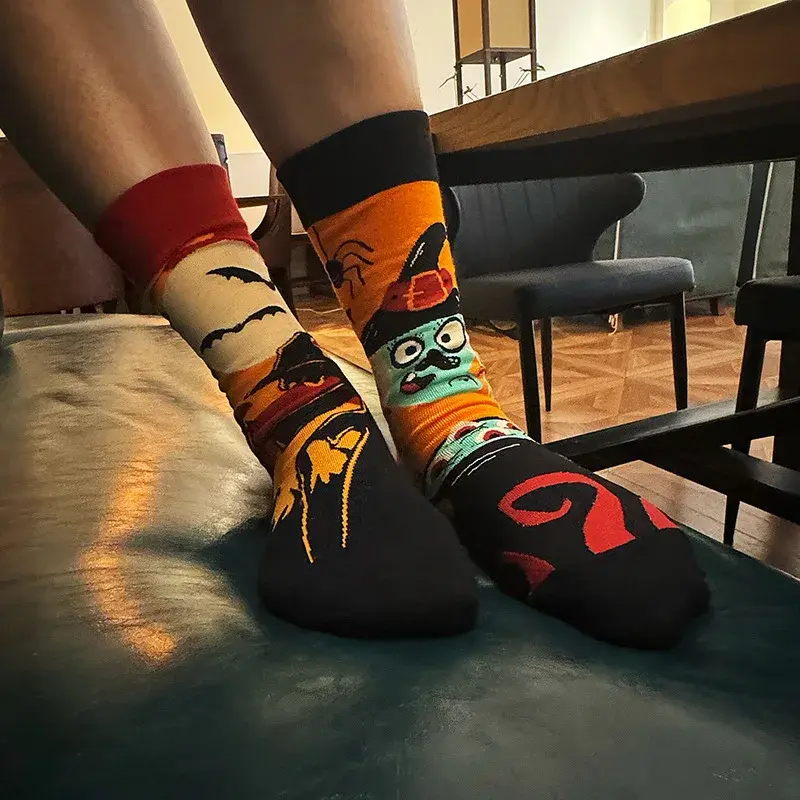 New Fashion Socks AB Asymmetric Mandarin Duck Socks for Men and Women Medium High Tube Cotton Socks