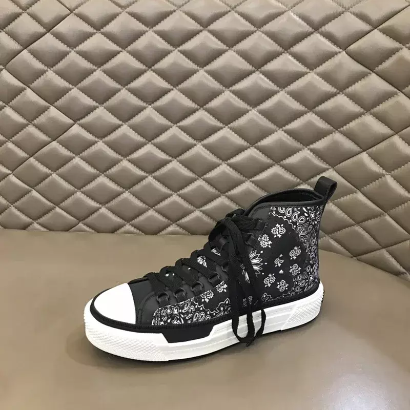 AM Men's Shoes Casual Canvas New Trend Versatile Youth Sports Black Sneakers Fashion Cashew Flower High Top Board Shoes for Men