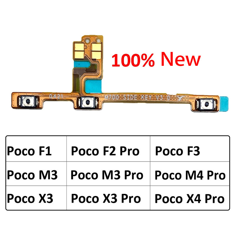 New For Xiaomi Poco F1 F2 F3 X3 GT X3 X4 M3 Pro NFC 4G 5G Power Switch On/Off Button Volume control Key Button Flex Cable