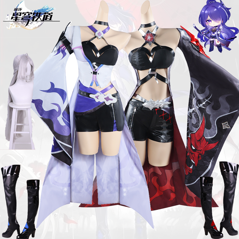 Honkai Star Rail Acheron Cosplay Costumes Wig Shoes Short Skirt Uniform Adult Women Halloween Party Carnival Performance Outfit