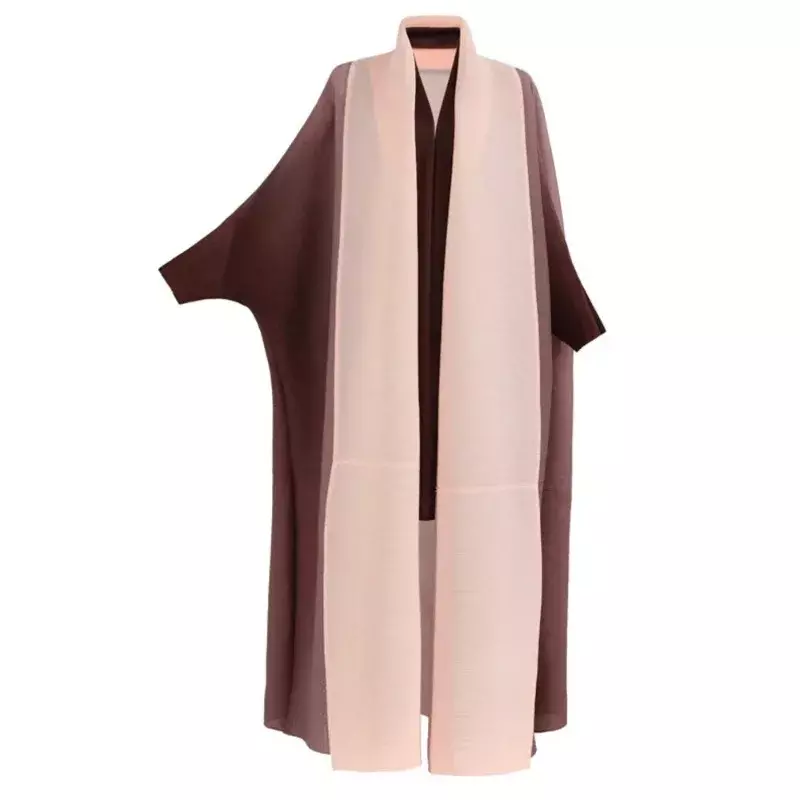 Jaqueta corta-vento enrugado feminina, manga de morcego, gola de cachecol, veste longa gradiente, casacos e jaquetas retrô, moda feminina