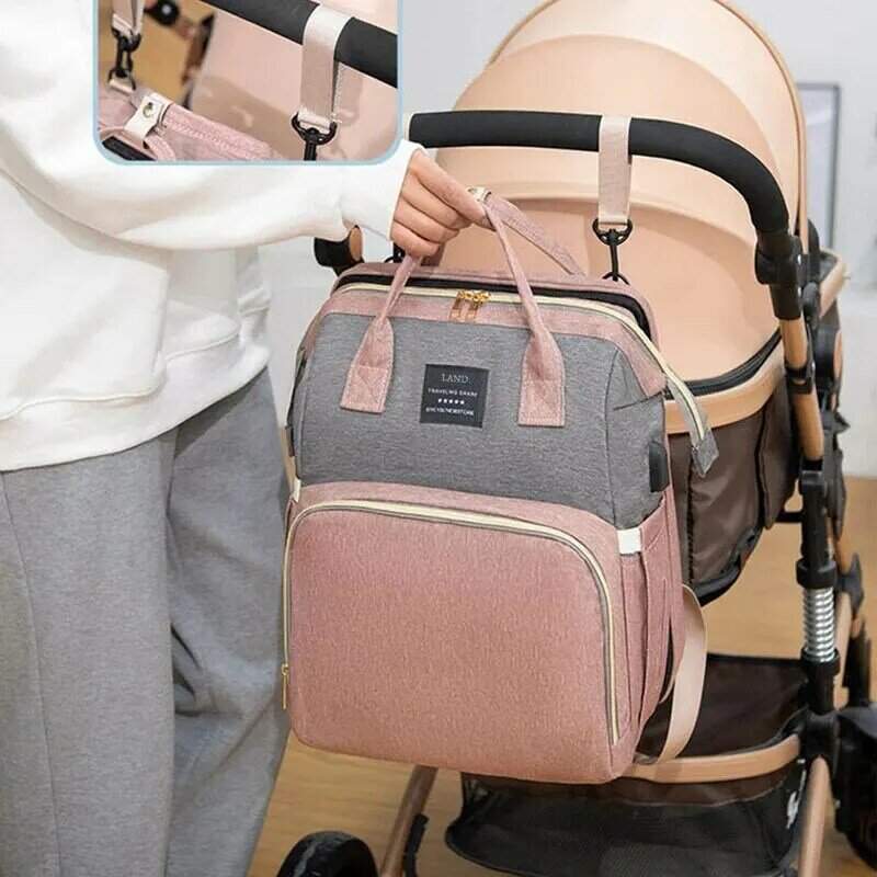 Tas ibu dan bayi portabel kapasitas besar, tas ibu dan bayi modis, kapasitas besar, pengisian daya Usb, kotak termos sederhana, tas ibu