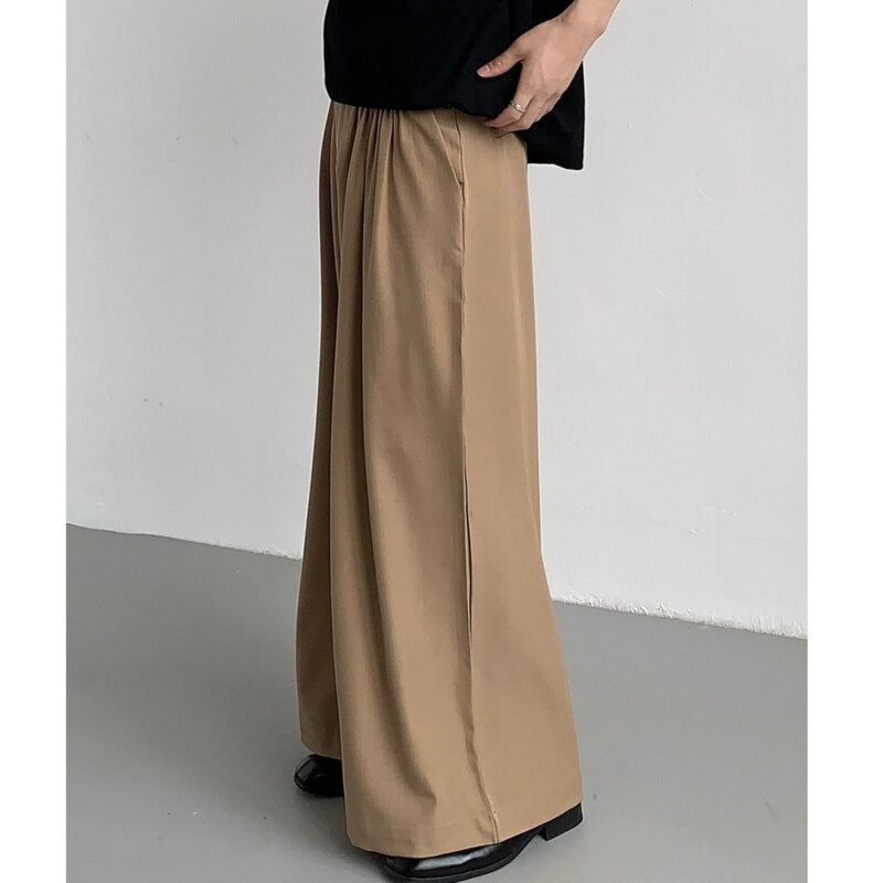 NOYMEI Loose Casual Pleated Suit Pants Men Spring Summer New 2024 Stretch High Waist Simple Men's Wide Leg Trousers WA5285