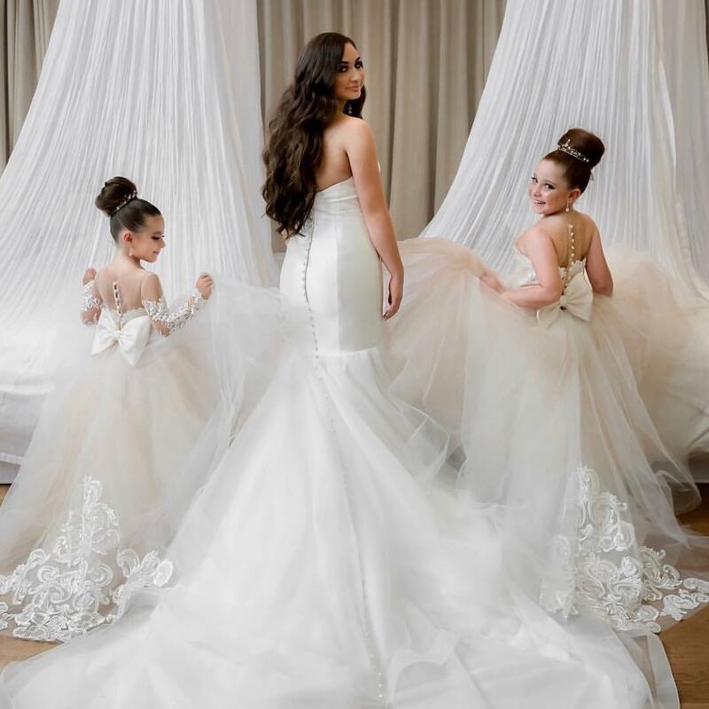 Детское кружевное платье с длинными рукавами BABYONLINE, белое, цвета слоновой кости, с цветочным принтом, для свадьбы, для детей, подружки невесты, бальное платье