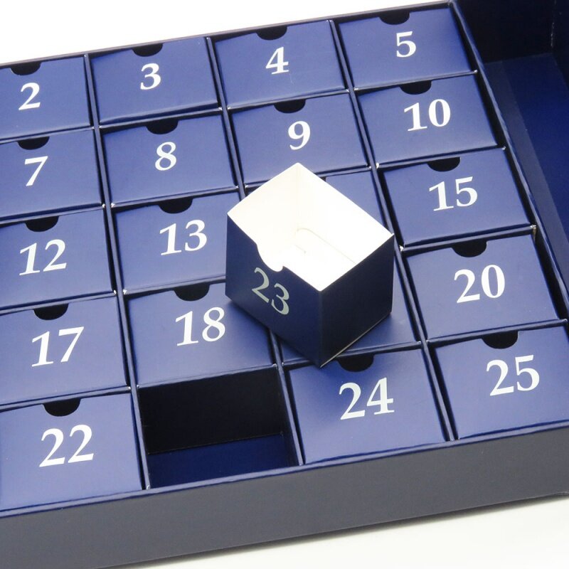 Индивидуальная продукция, 25 дней пустой пользовательский красивый календарь, коробка, серебряная фольга, ИД, подарочная коробка