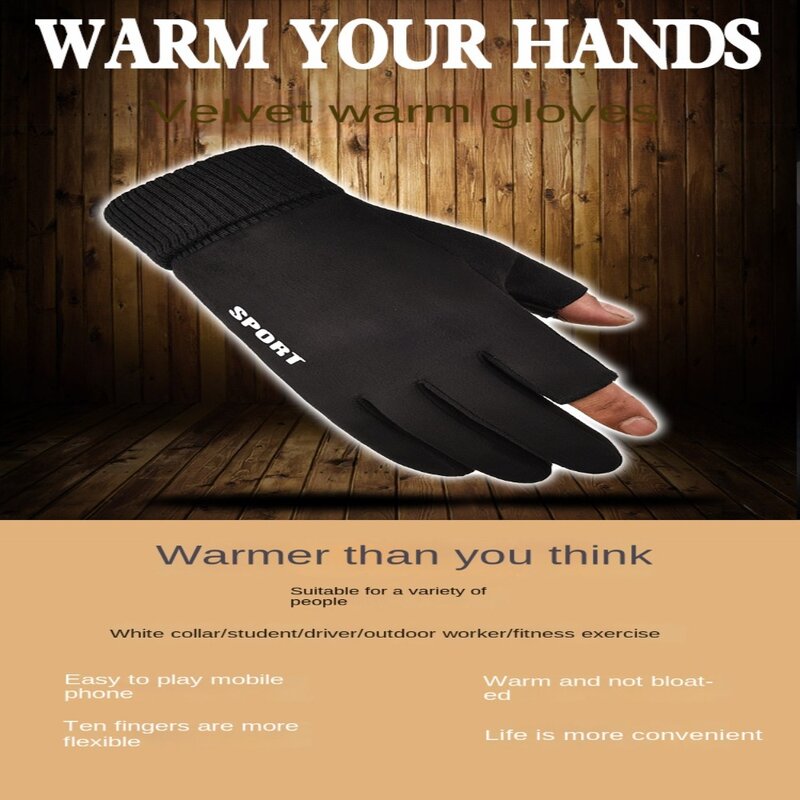 Cold Proof Warm Touch Screen Gloves Windproof Thickened Fingers Gloves Plush Winter Mitten Outdoor Cycling