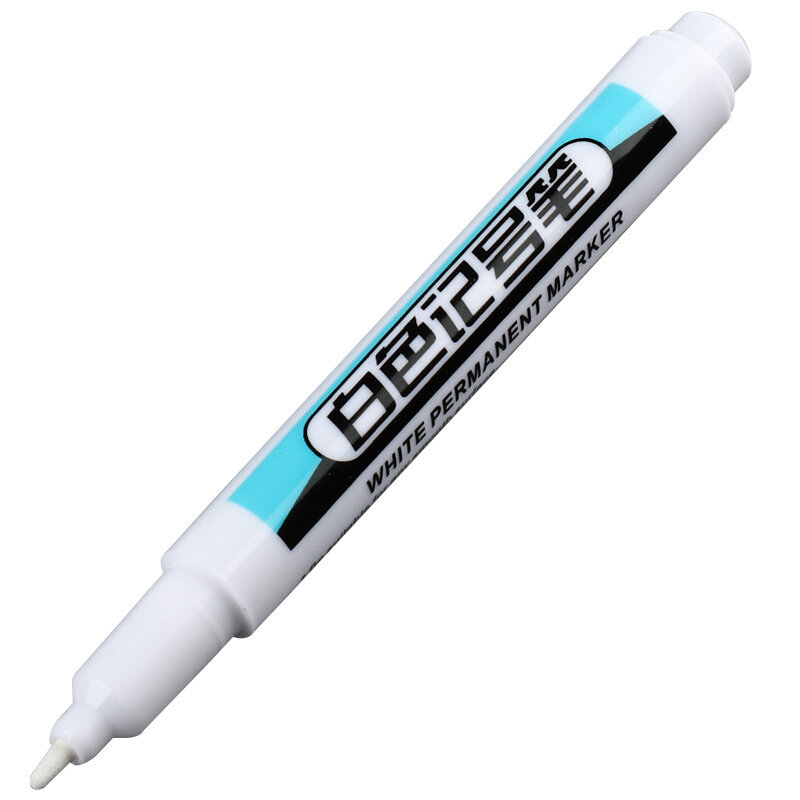 1PC For Metal Long Head Marker Pens Oily Waterproof Plastic Large Capacity White Marker Pen Stationery 0.7/1.0/2.5mm