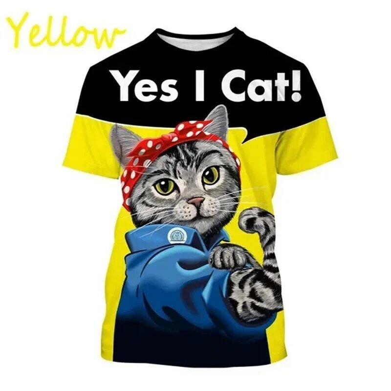 무에타이 고양이 그래픽 남성 티셔츠, 3D 복싱 고양이 프린트 티셔츠, 키즈 패션 스트리트웨어, 반팔 멋진 여성 상의, 여름
