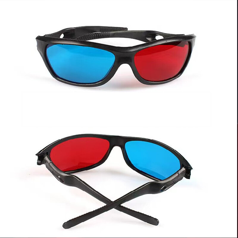 영화 게임 DVD 비디오 TV VR 및 AR 안경용 범용 레드 블루 3D 안경, 블랙 프레임