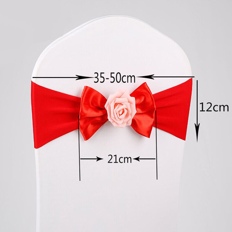Wedding Party Banquet Chair Back Decorative Ribbon Strap Flower Bandage Decoration Bow Lastic Hotel Chair Cover