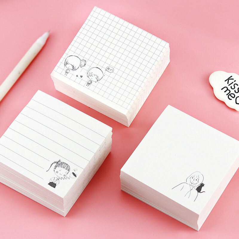 Papelería creativa y minimalista para niñas, pegatinas de conveniencia de línea horizontal para oficina y estudio, libro de notas en forma de lágrima, 4 piezas
