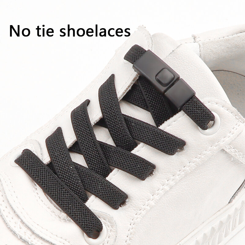 Tali sepatu ceper ล็อคโลหะโดยไม่ต้องผูกเชือกรองเท้ายืดหยุ่นสำหรับรองเท้าผ้าใบ1วินาทีปิดรองเท้าขี้เกียจผูกเชือกยาง