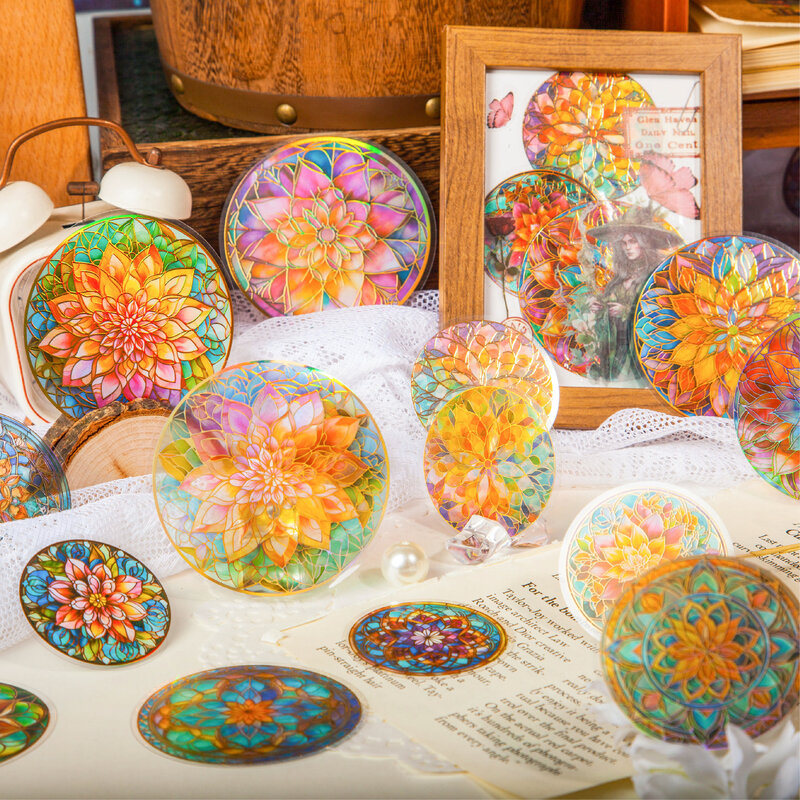 8packs/LOT Glazed mandala series retro creative decoration DIY PET stickers