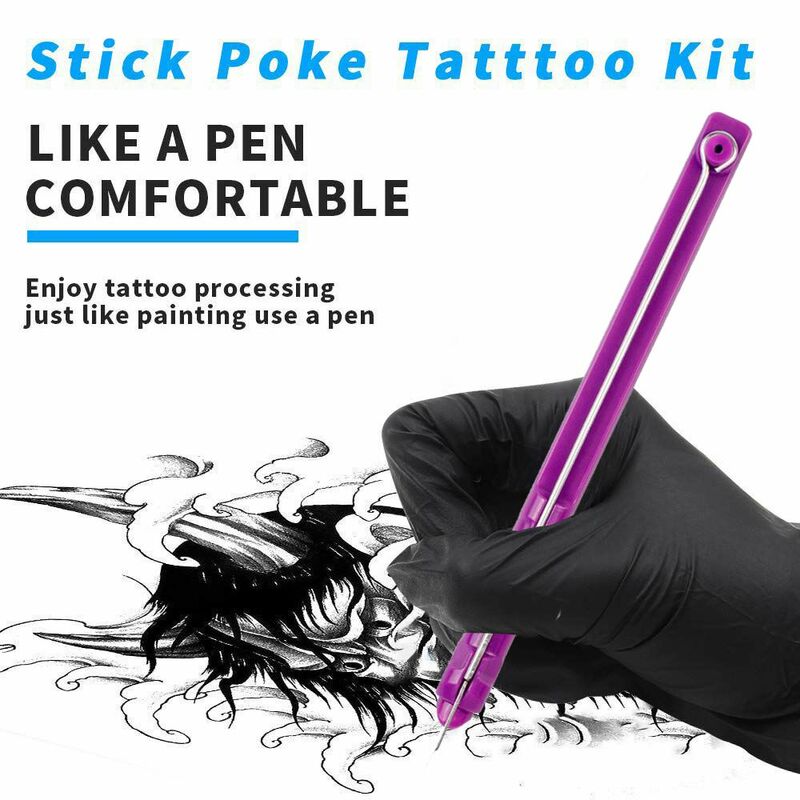 Mão Poke e Stick Tattoo Kit, DIY Ink Needles Pen Set, Body Art, Iniciantes Prática